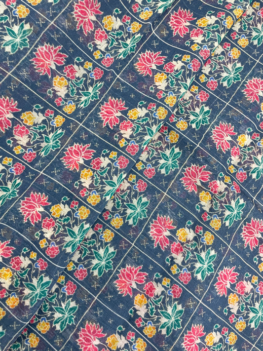 Pleasant Wonderful Bright Ethnic Floral Print On Chanderi Fabric
