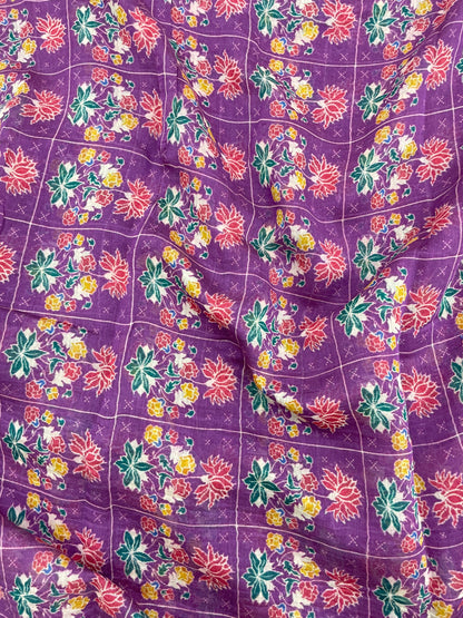 Pleasant Wonderful Bright Ethnic Floral Print On Chanderi Fabric