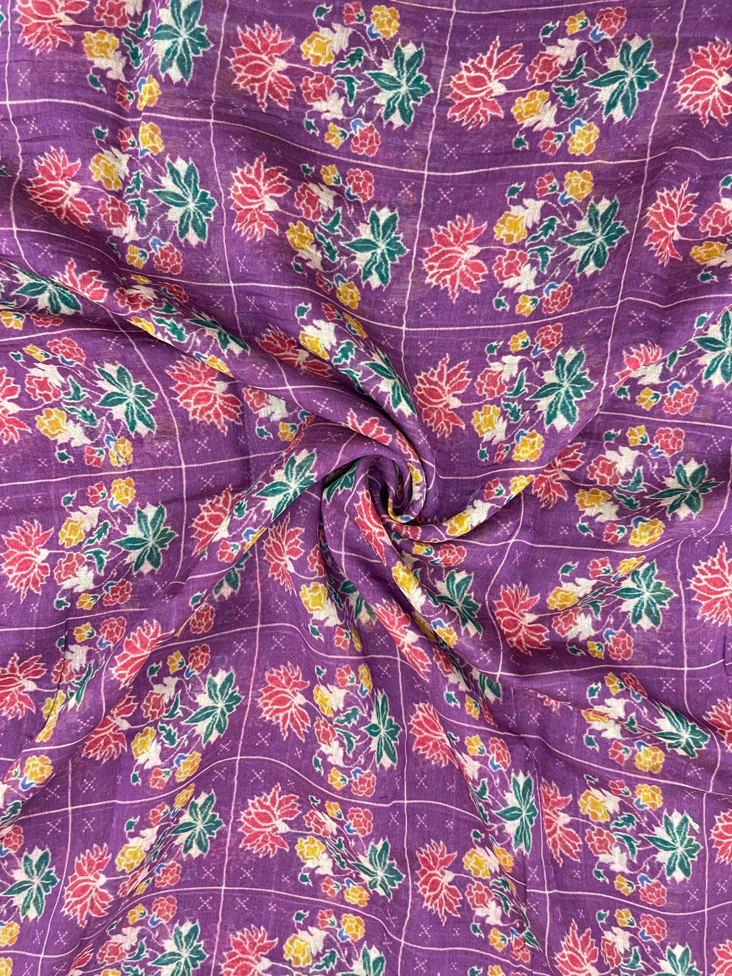 Pleasant Wonderful Bright Ethnic Floral Print On Chanderi Fabric