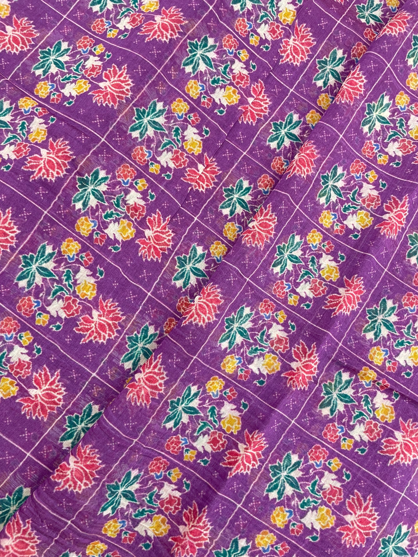 Pleasant Wonderful Bright Ethnic Floral Print On Chanderi Fabric