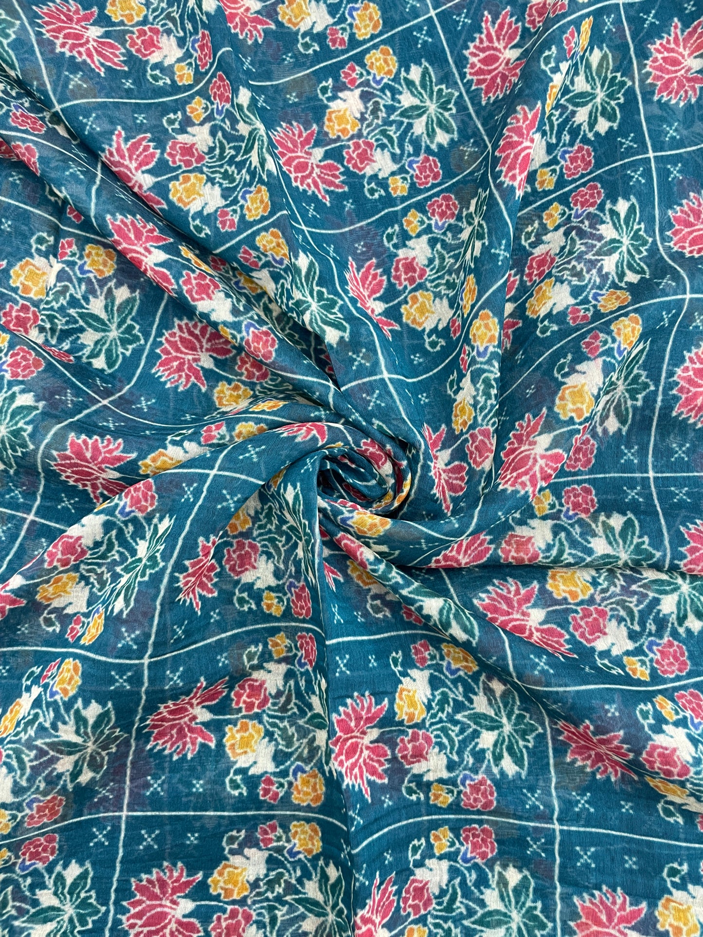 Pleasant Wonderful Bright Ethnic Floral Print On Chanderi Fabric