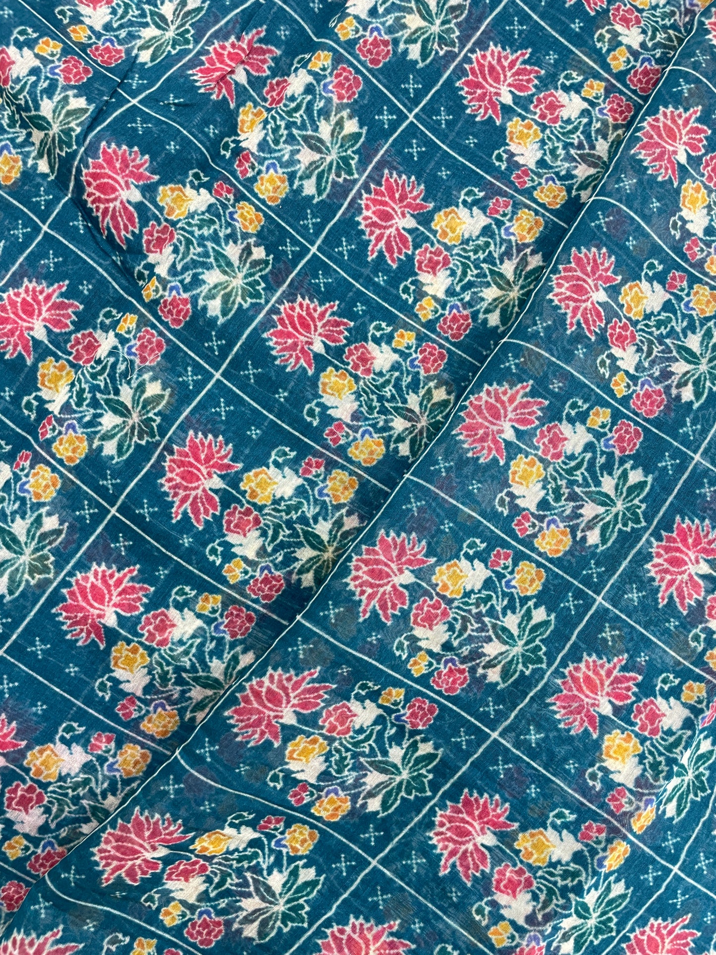 Pleasant Wonderful Bright Ethnic Floral Print On Chanderi Fabric