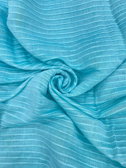 Minimal Premium Subtle Parallel Line Pintex Thread Embroidery All Over Chanderi Silk Fabric