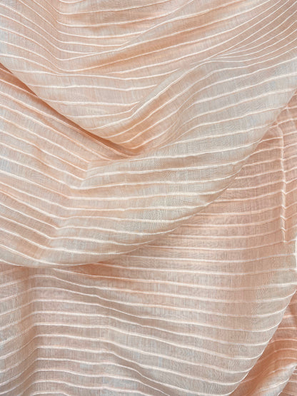 Minimal Premium Subtle Parallel Line Pintex Thread Embroidery All Over Chanderi Silk Fabric