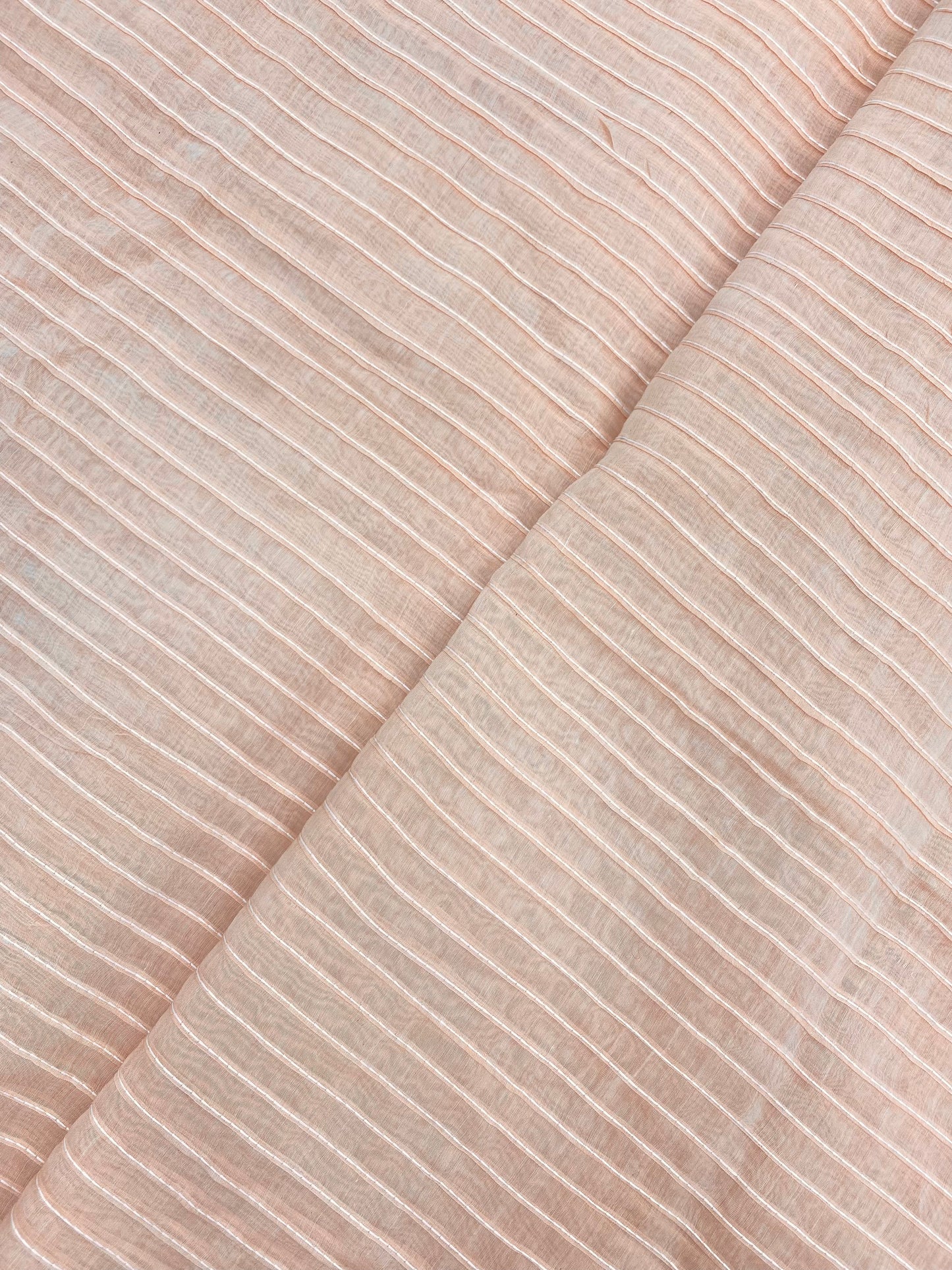 Minimal Premium Subtle Parallel Line Pintex Thread Embroidery All Over Chanderi Silk Fabric