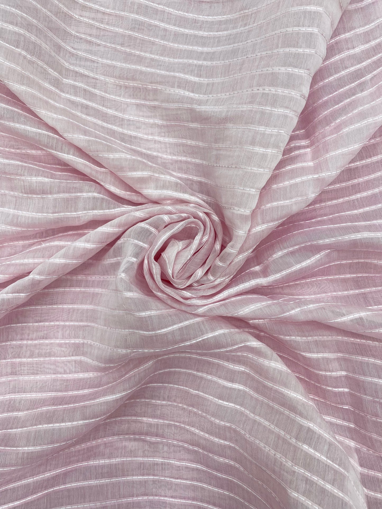 Minimal Premium Subtle Parallel Line Pintex Thread Embroidery All Over Chanderi Silk Fabric