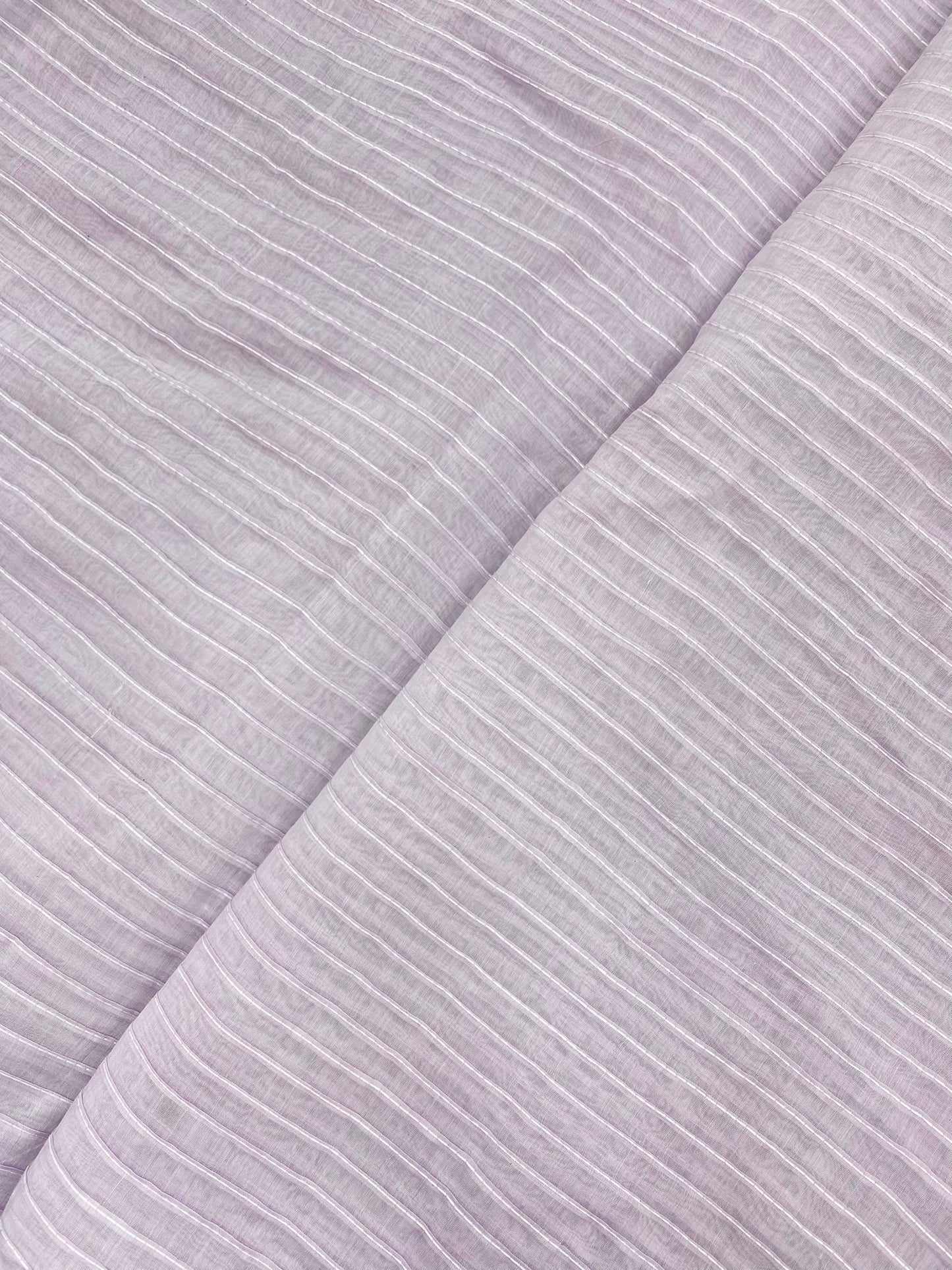 Minimal Premium Subtle Parallel Line Pintex Thread Embroidery All Over Chanderi Silk Fabric