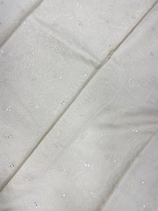 Glorious Pretty Thread Embroidery With Semi Plastic Work On Chanderi Silk Fabric