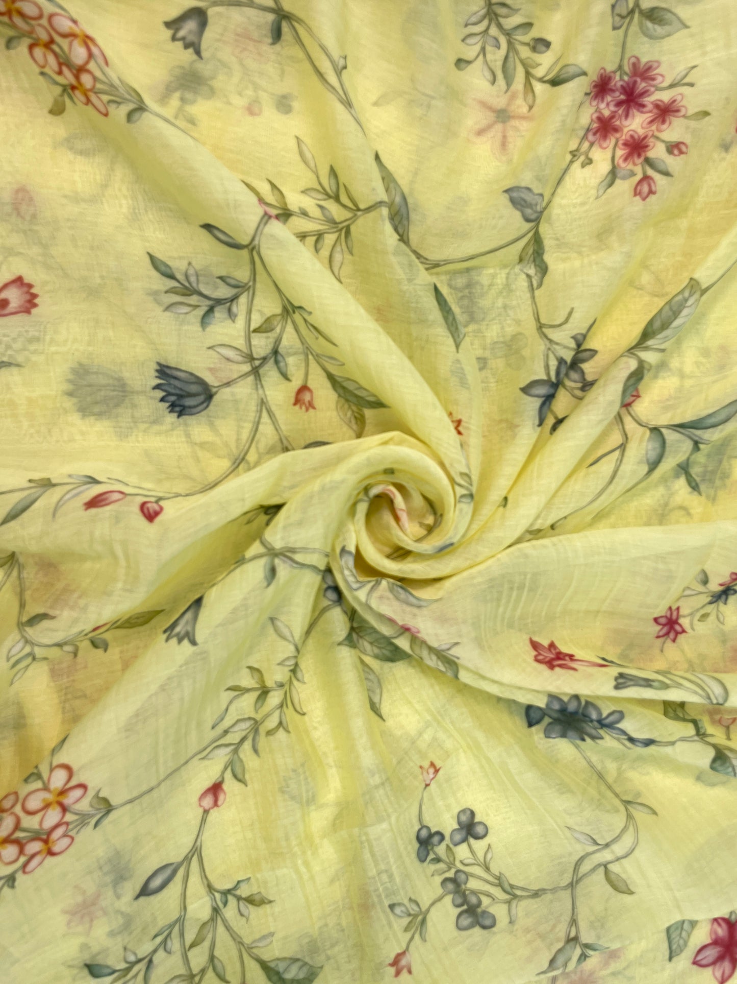 Pleasant Beautiful Colorful Minimal Floral Print On Chanderi Fabric