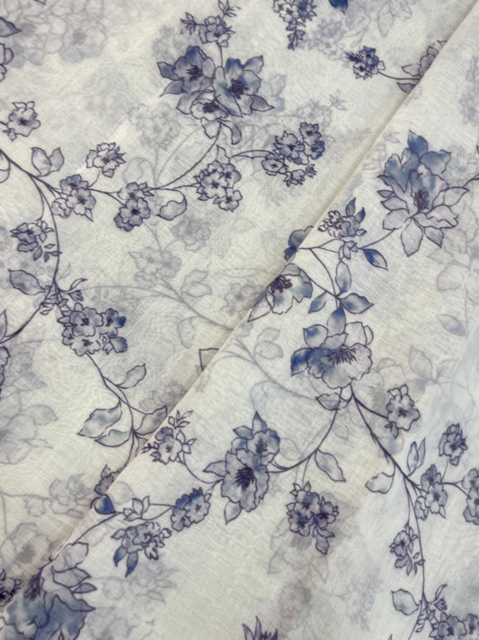 Elegant Adorable Floral Print On Chanderi Fabric