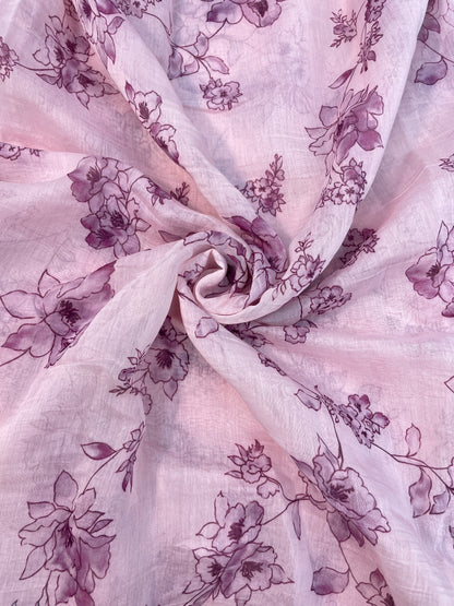 Elegant Adorable Floral Print On Chanderi Fabric