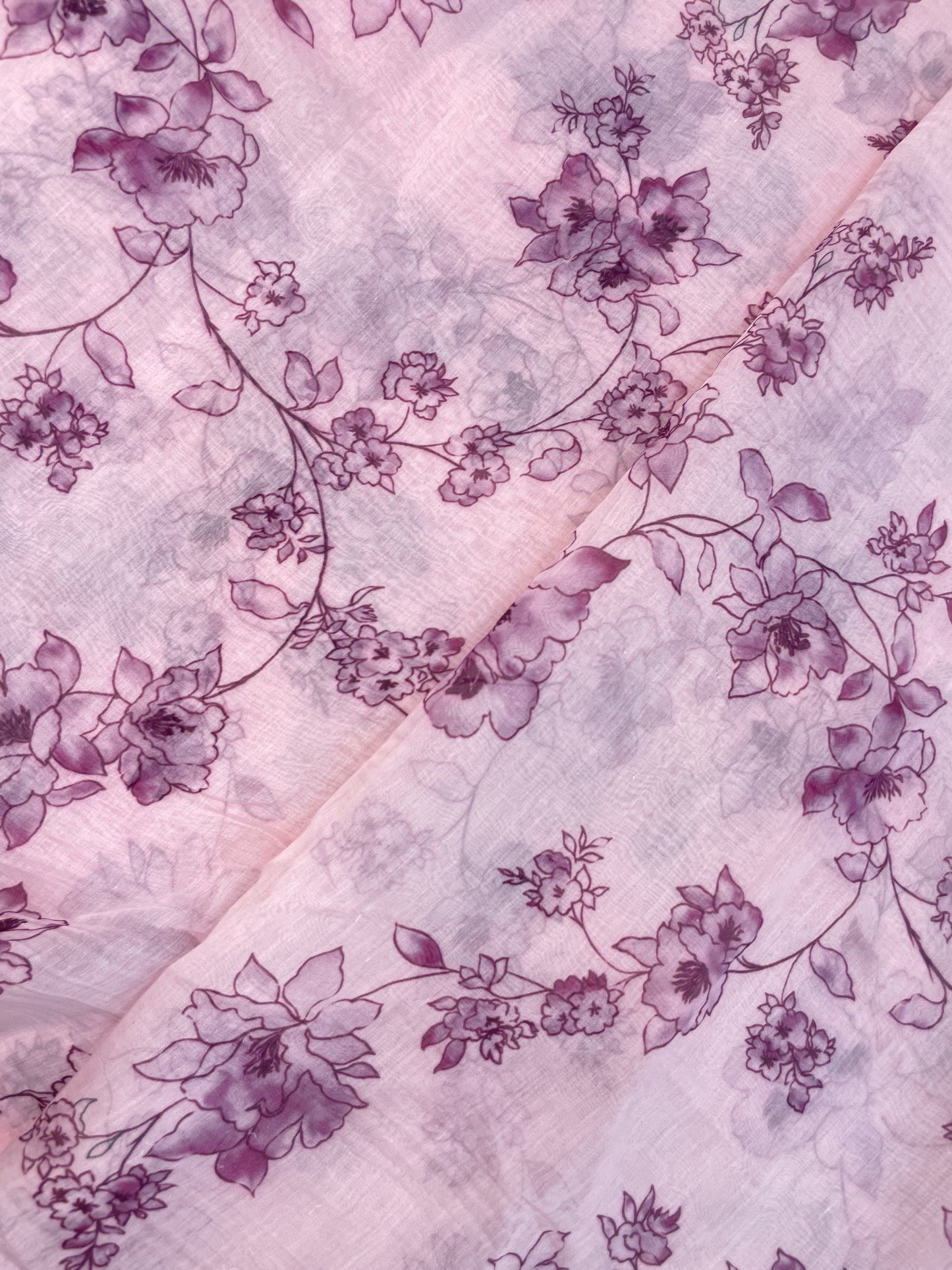 Elegant Adorable Floral Print On Chanderi Fabric