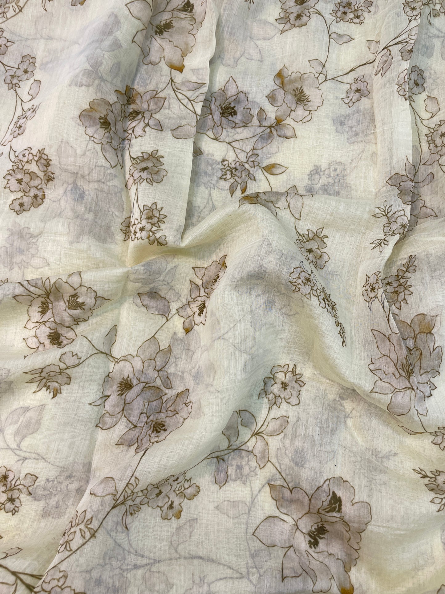 Elegant Adorable Floral Print On Chanderi Fabric