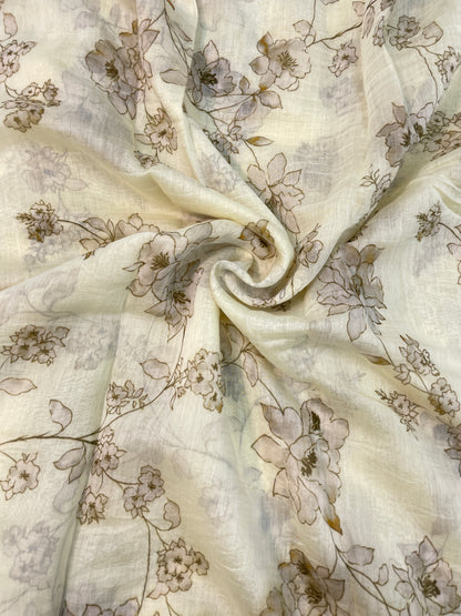 Elegant Adorable Floral Print On Chanderi Fabric