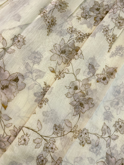 Elegant Adorable Floral Print On Chanderi Fabric