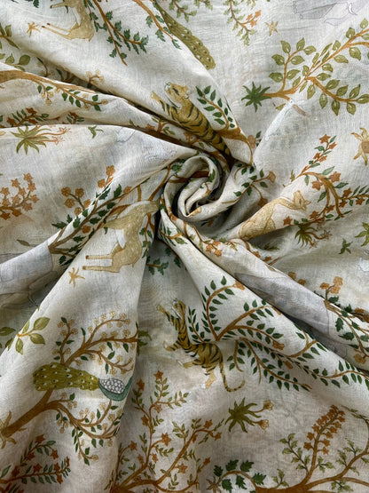 Gracious Eye Catching Floral Print On Chanderi Fabric