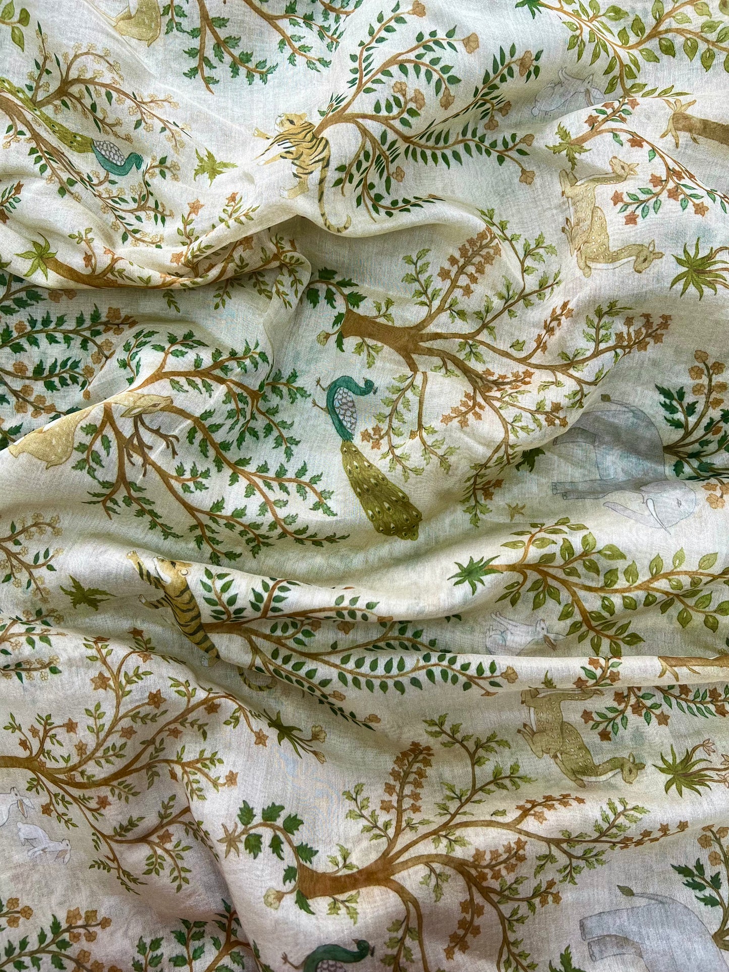 Gracious Eye Catching Floral Print On Chanderi Fabric