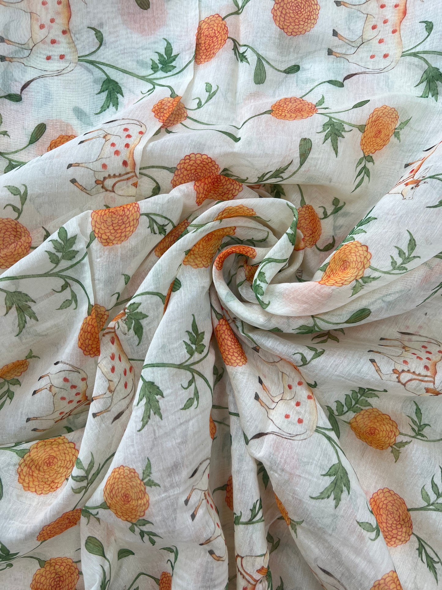 Eye Catching Floral Print On Chanderi Fabric