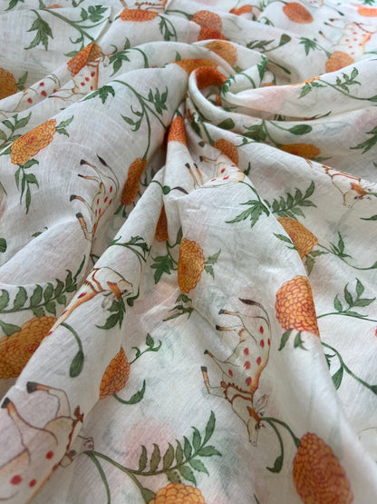 Eye Catching Floral Print On Chanderi Fabric