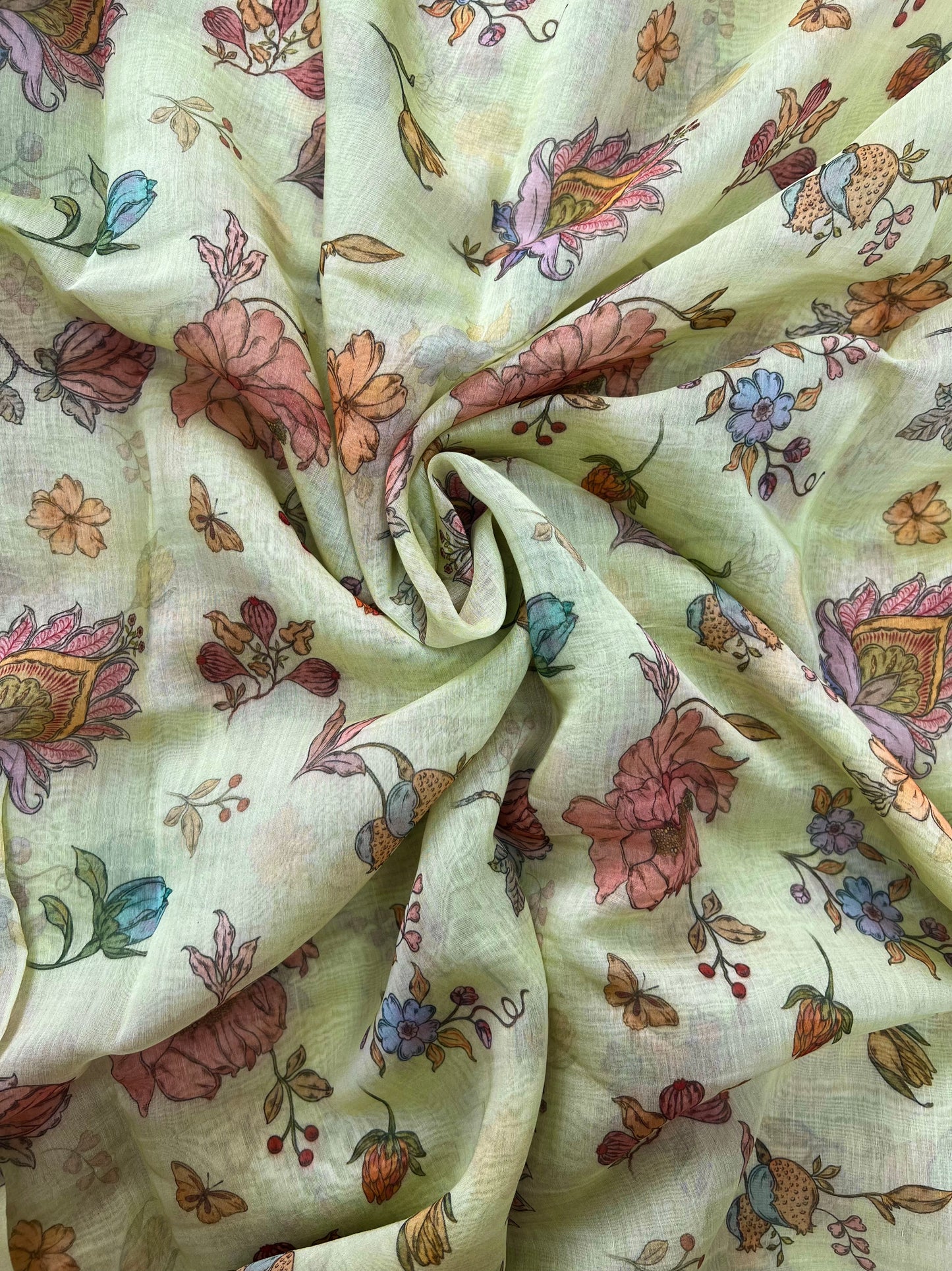 Superb Excellent Floral Print On Chanderi Fabric