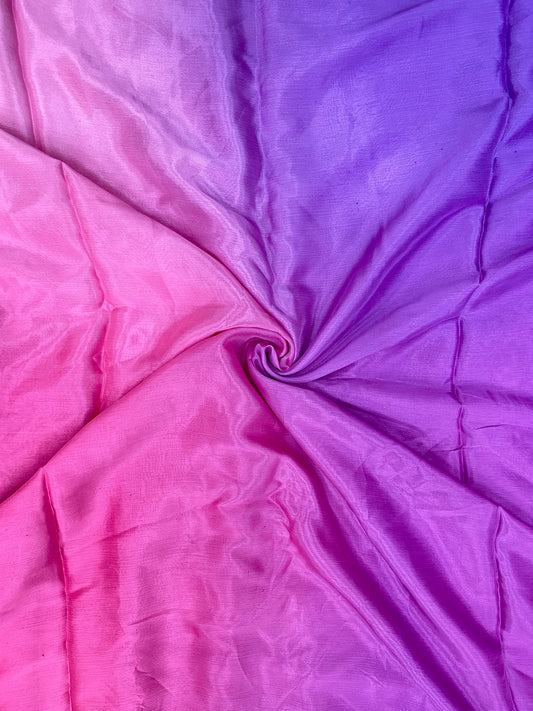 Premium Adorable Pink-Purple Multi Color Shaded Print On Chinon Fabric