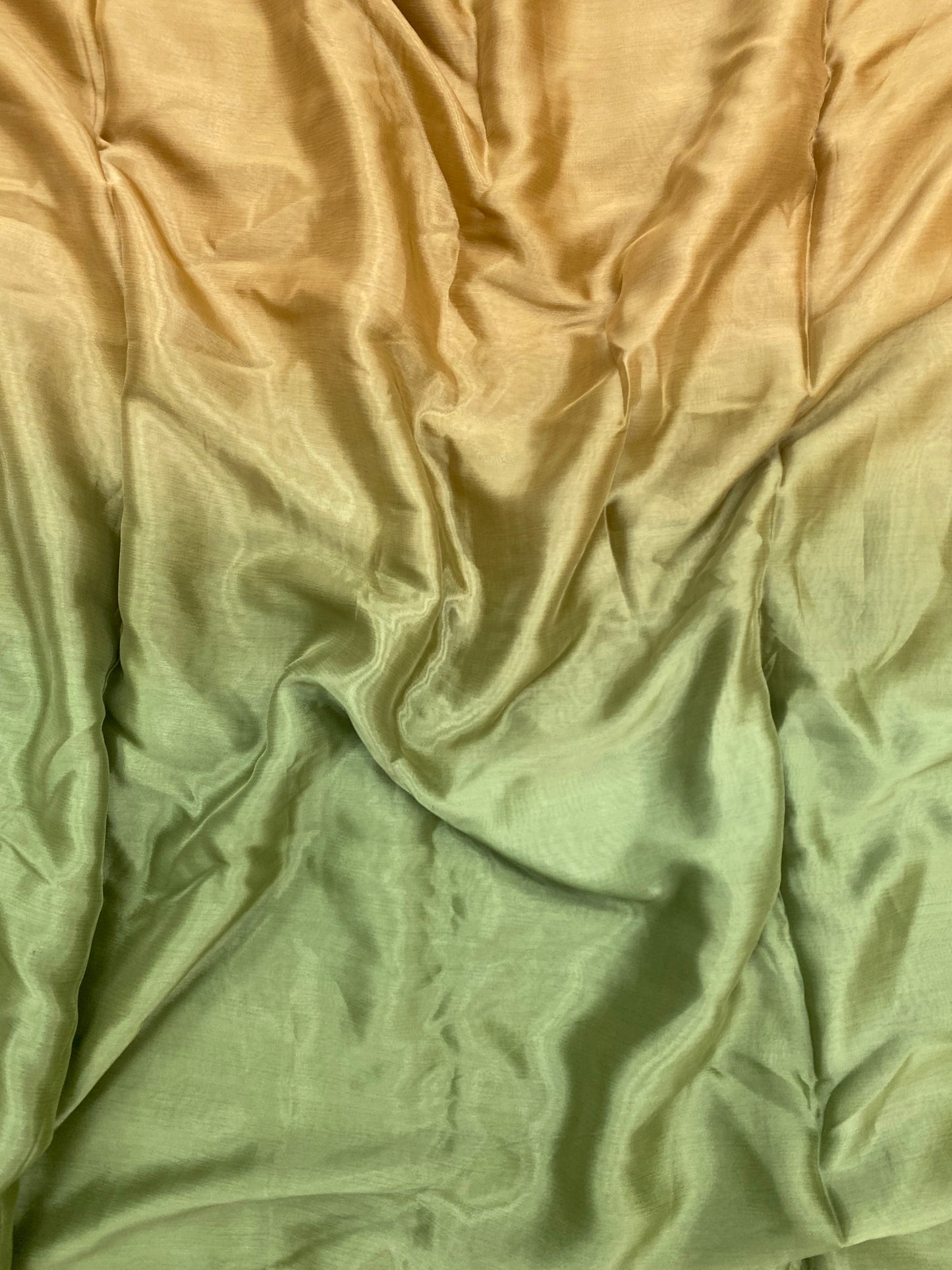 Pretty Attractive Golden-Sage Green Multi Color Shaded Print On Chinon Fabric