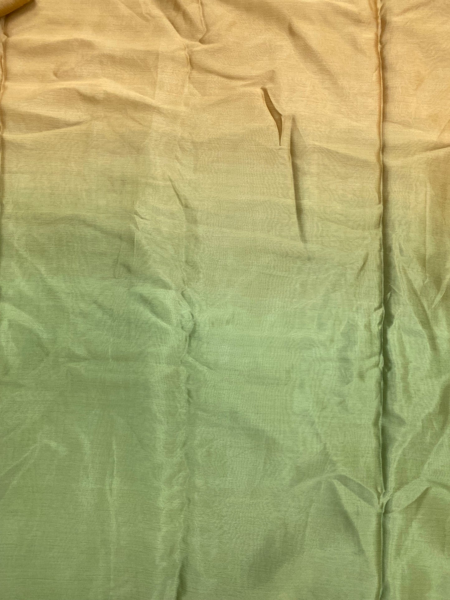 Pretty Attractive Golden-Sage Green Multi Color Shaded Print On Chinon Fabric