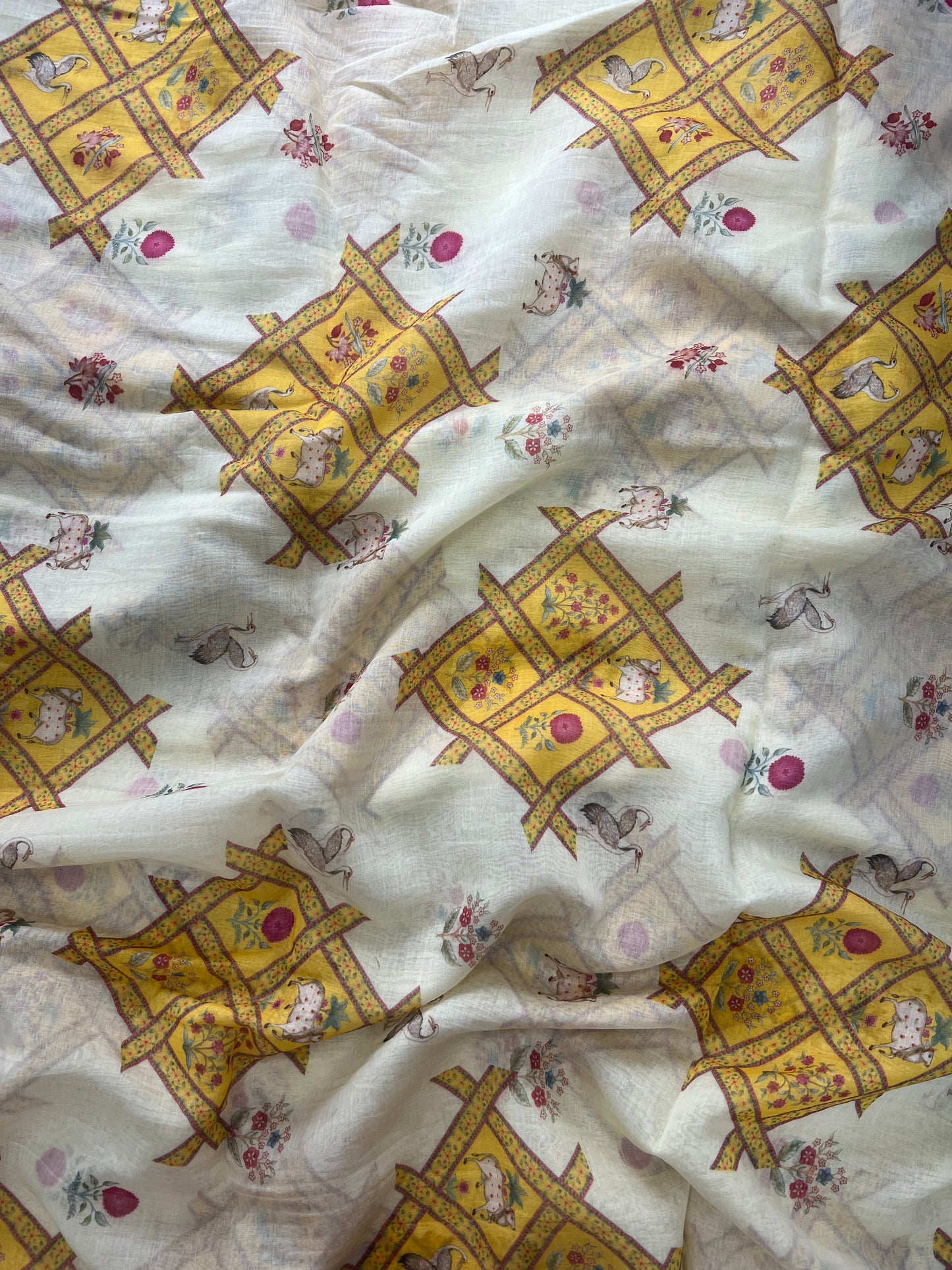 Stunning Ethnic Print On Chanderi Fbric