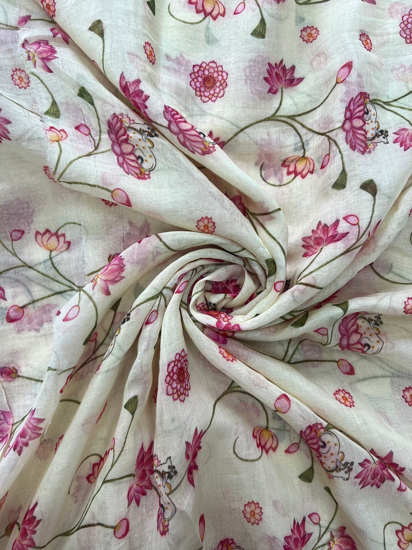 Pleasing Fantastic Floral Print On Chanderi Print