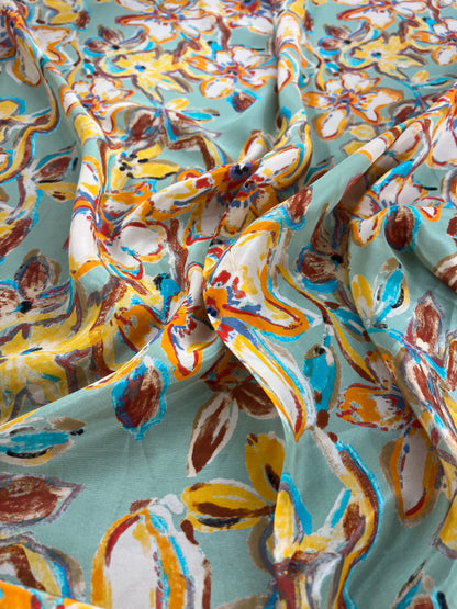 Elegant Floral Print On Crepe Fabric