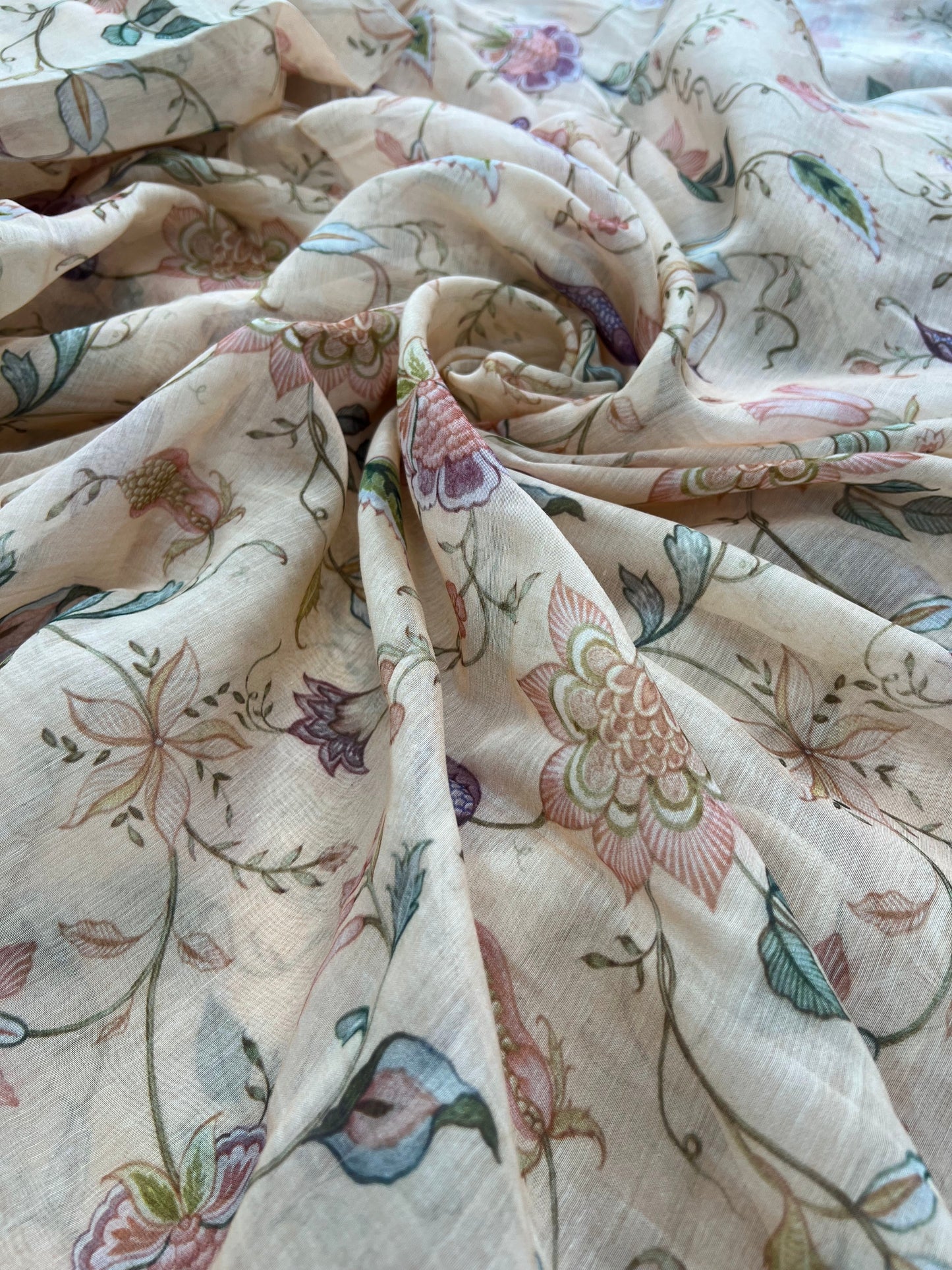 Beautiful Floral Print On Chanderi Print