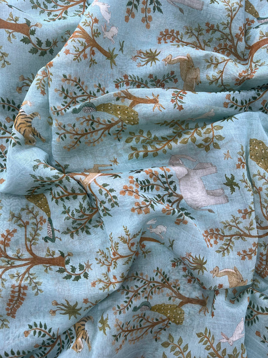 Vibrant Glorious Floral Print On Chanderi Fabric