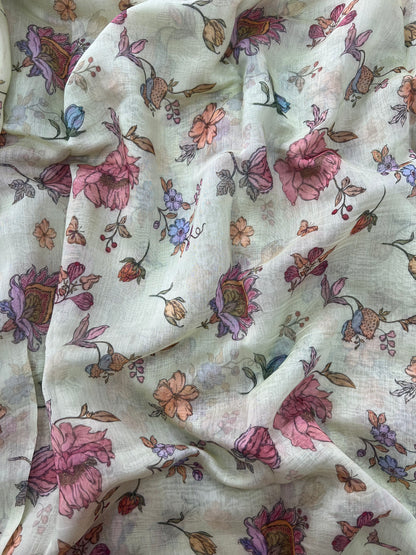 Amazing Gorgeous Floral Print On Chanderi Fabric