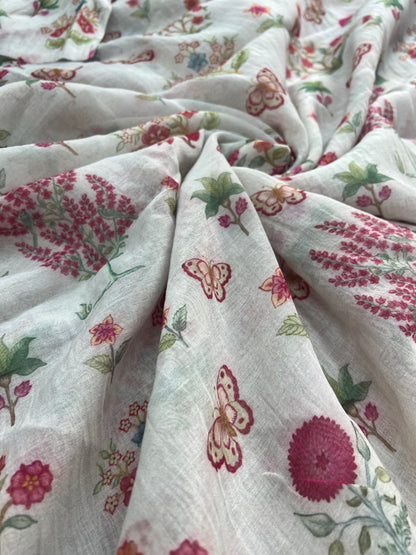 Elegant Floral Print On Chanderi Fabric