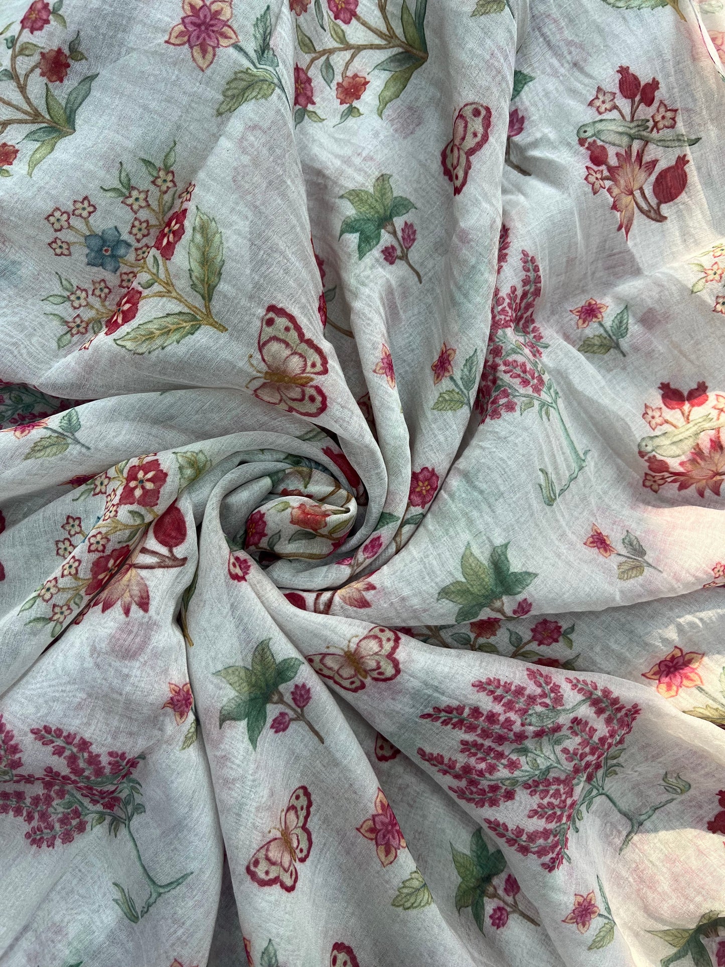 Elegant Floral Print On Chanderi Fabric