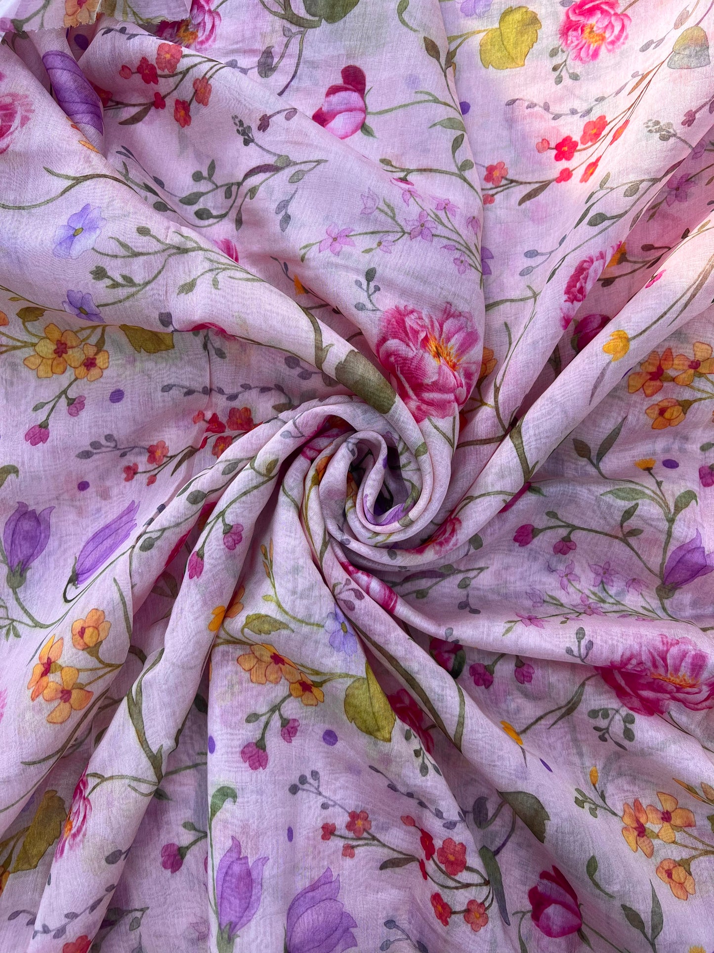 Very Luxurious Floral Print On Chanderi Fabric