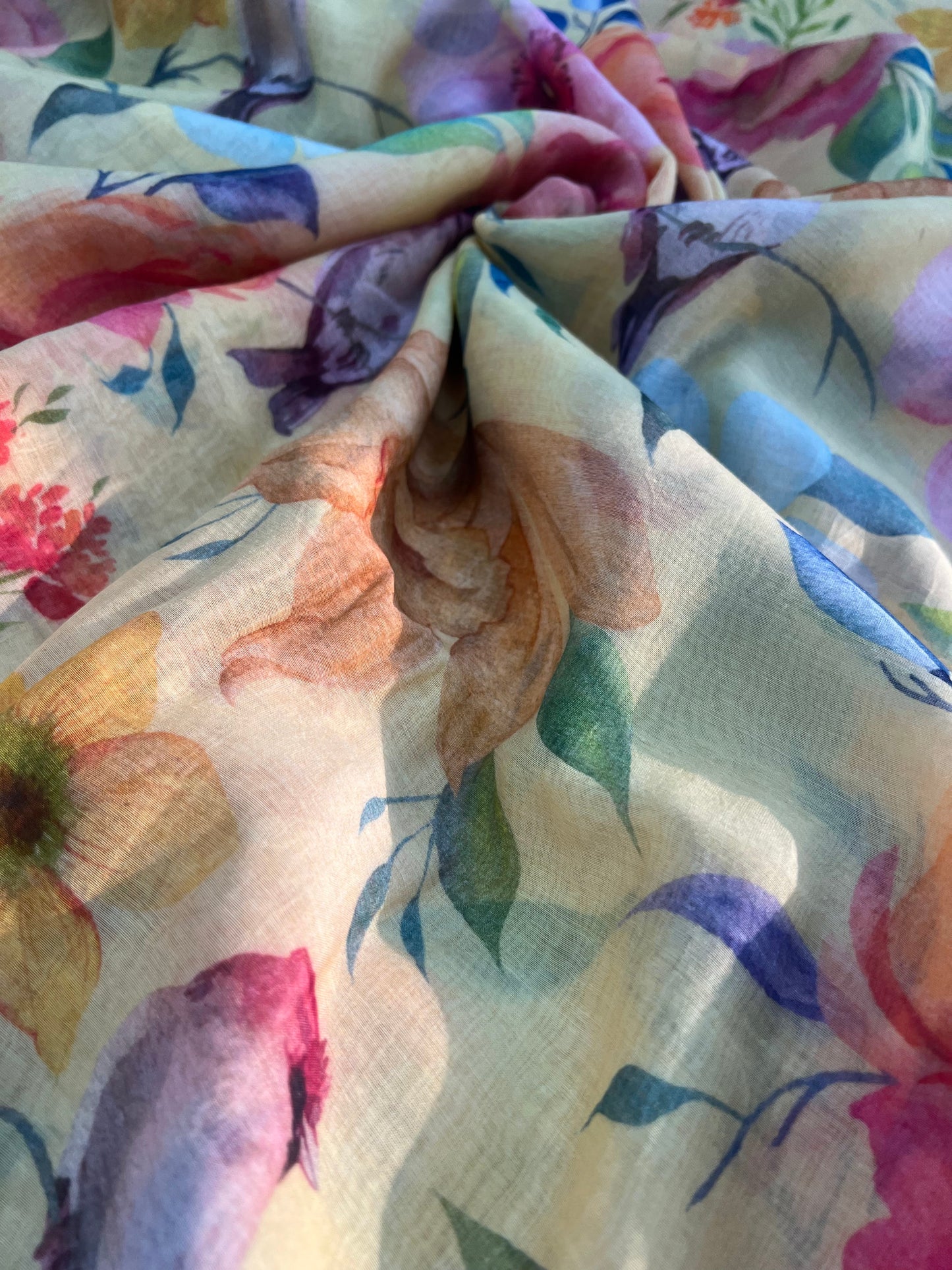 Pretty Fancy Floral Print On Chanderi Fabric