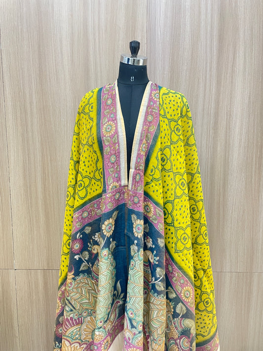Exclusive Stunning Traditional Peacock Figure Print All Over Chanderi Dupatta