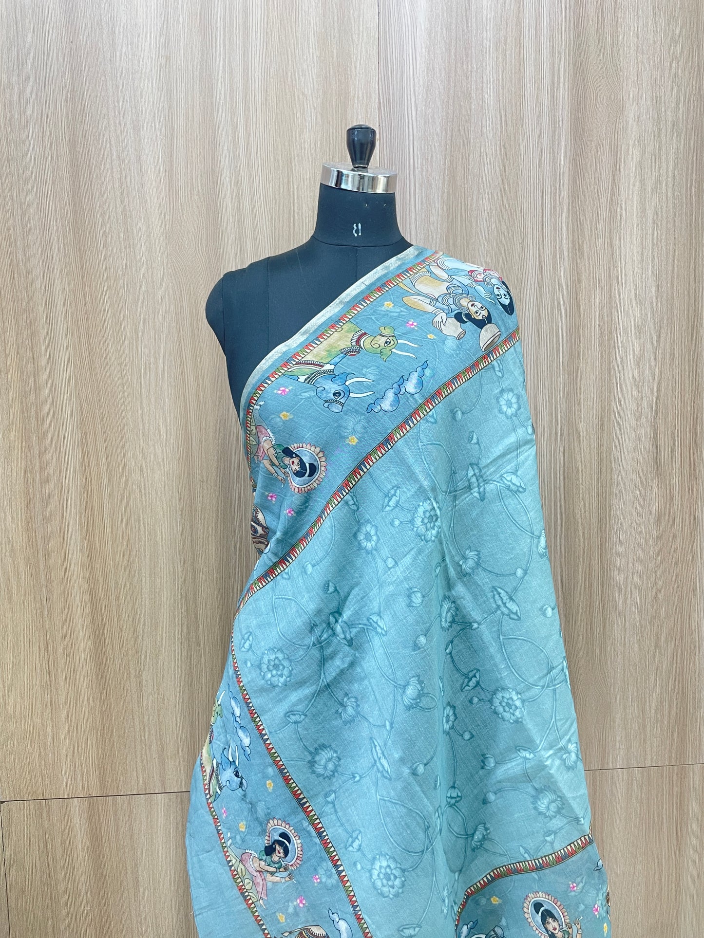 Amazing Unique Human And Animal Figure Print All Over Chanderi Dupatta