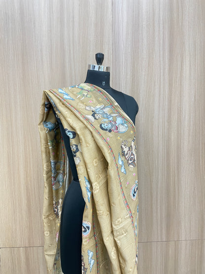 Amazing Unique Human And Animal Figure Print All Over Chanderi Dupatta