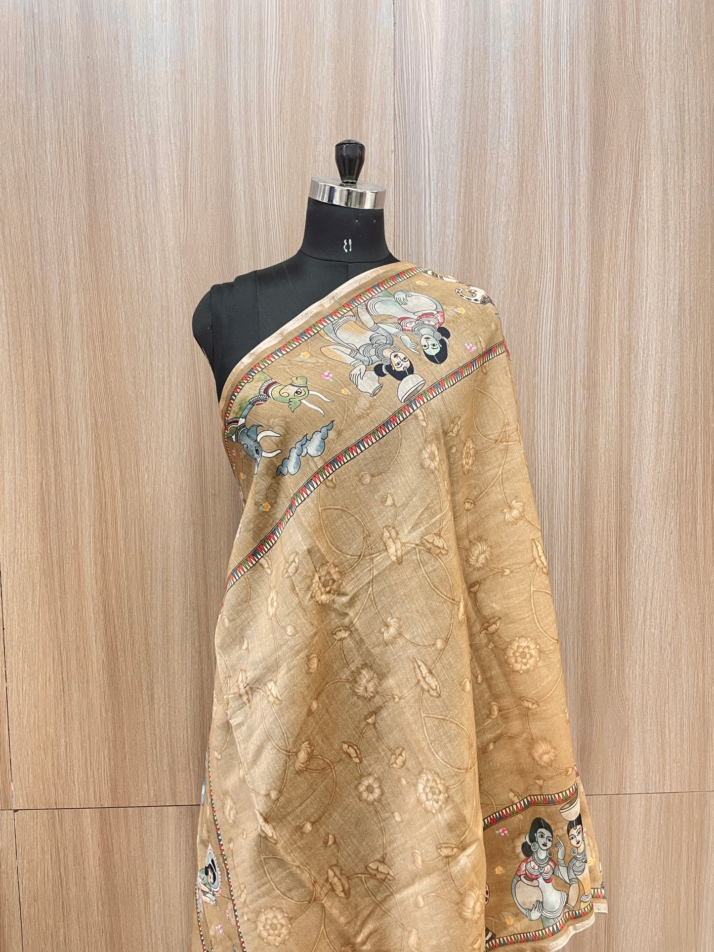 Amazing Unique Human And Animal Figure Print All Over Chanderi Dupatta