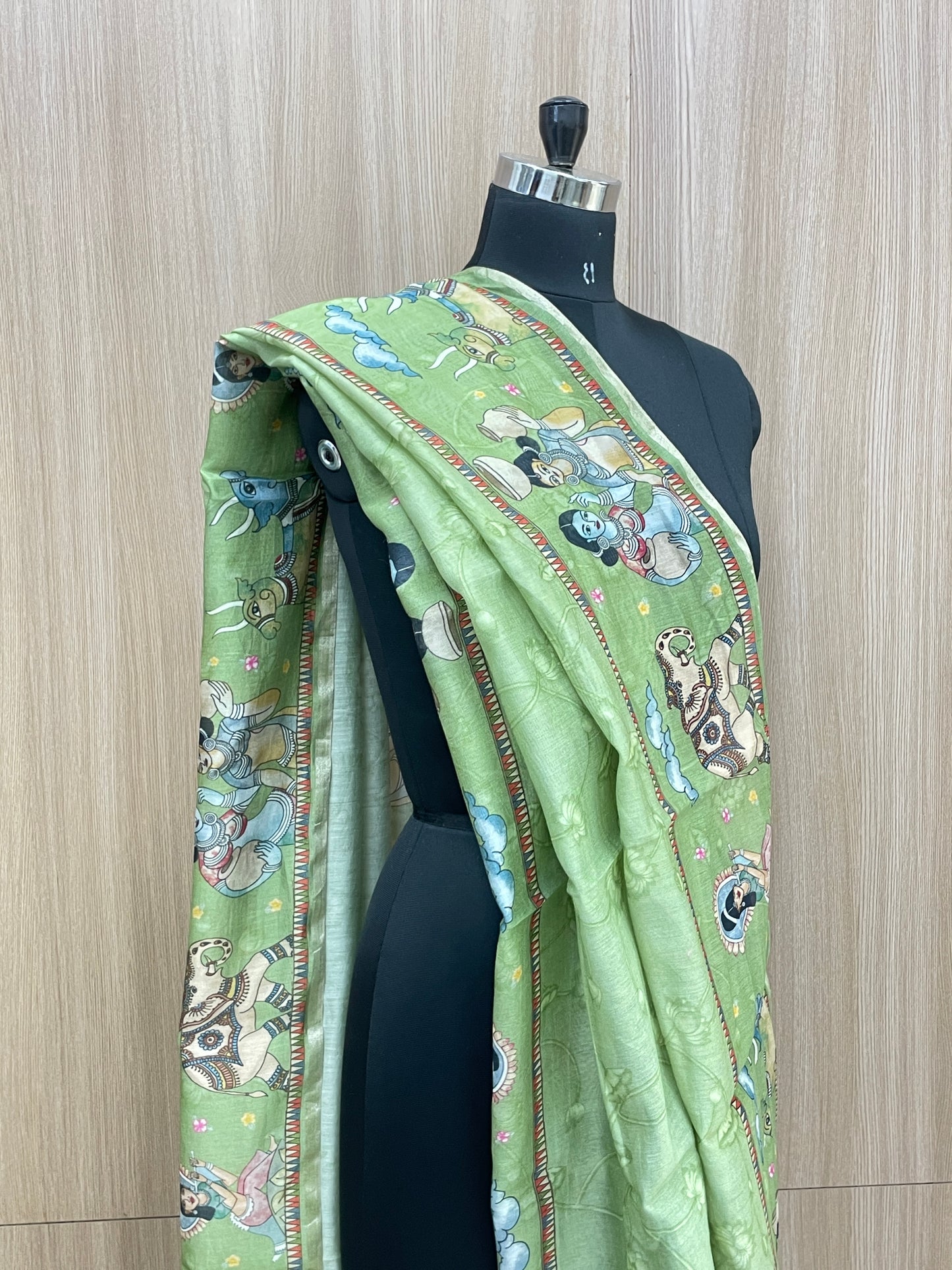 Amazing Unique Human And Animal Figure Print All Over Chanderi Dupatta