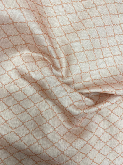 Subtle Yet Elegant Ethnic Criss Cross Print On Chanderi Fabric