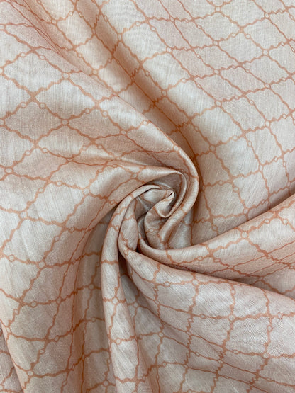 Subtle Yet Elegant Ethnic Criss Cross Print On Chanderi Fabric