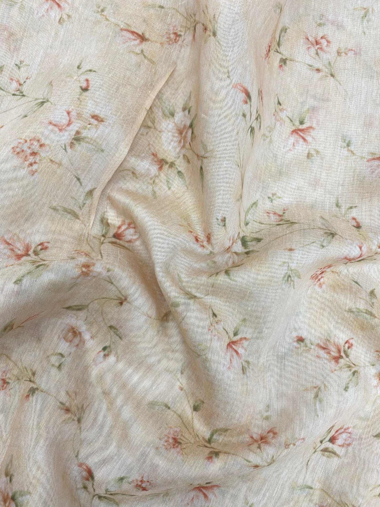 Pretty Gorgeous Dainty Floral Print All Over Chanderi Fabric