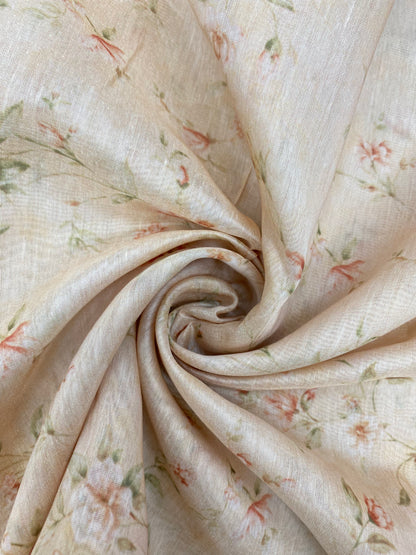 Pretty Gorgeous Dainty Floral Print All Over Chanderi Fabric