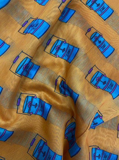 Unique Super Quirky Tiffin Prints On Chanderi Fabric