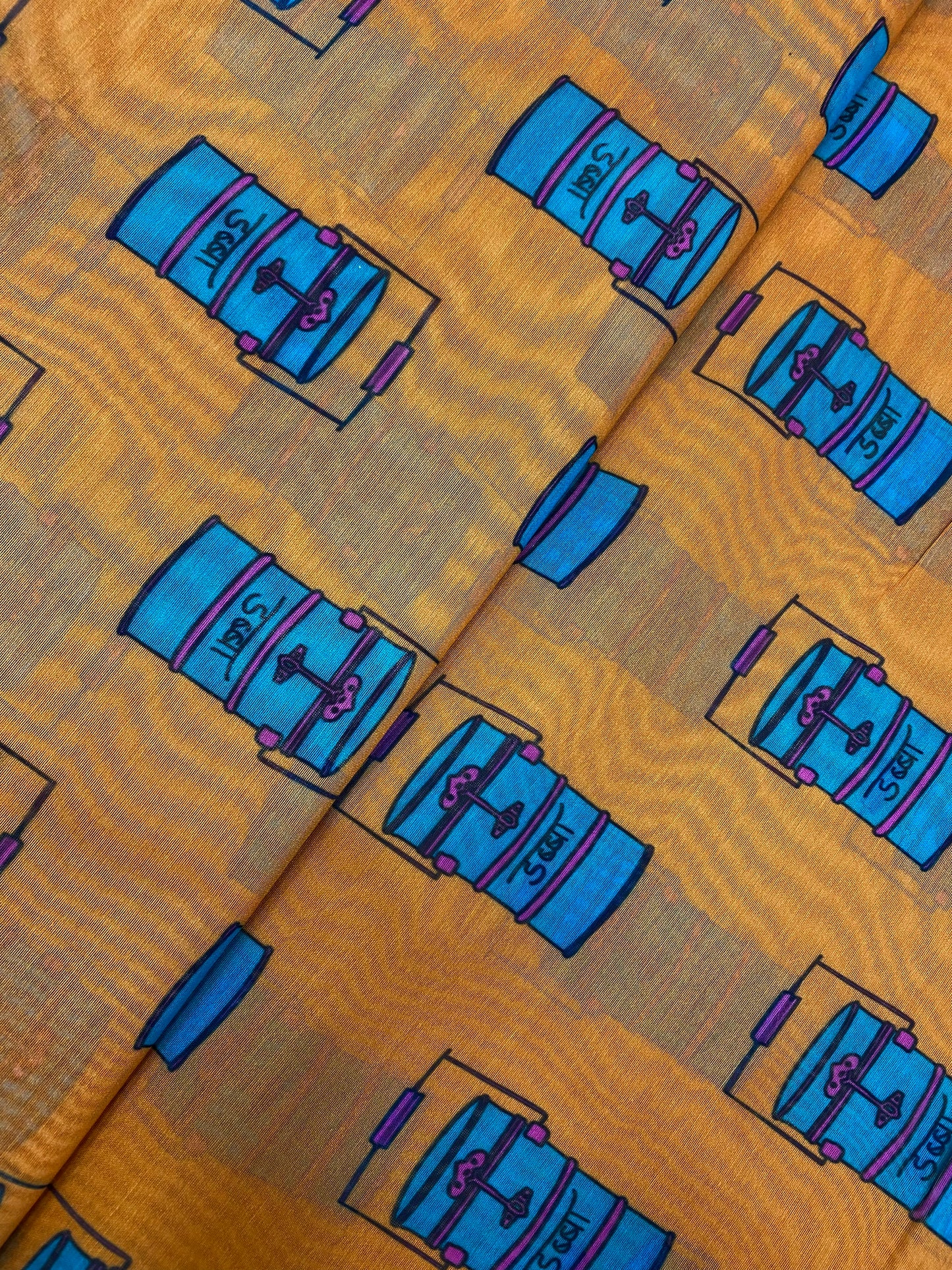 Unique Super Quirky Tiffin Prints On Chanderi Fabric