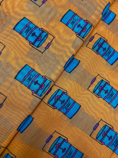 Unique Super Quirky Tiffin Prints On Chanderi Fabric