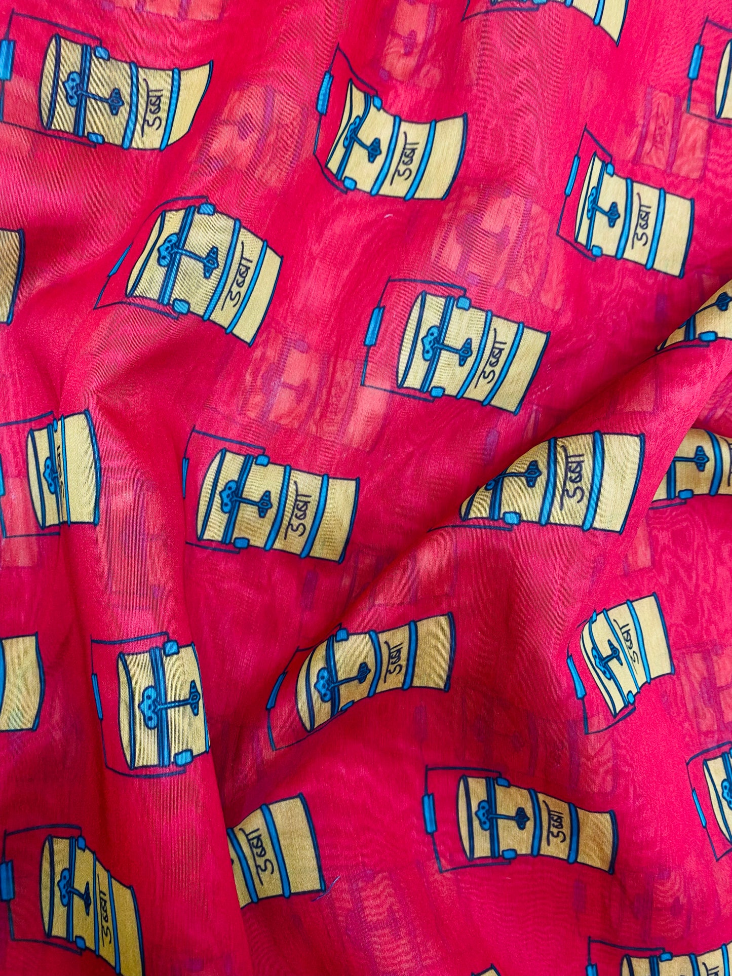 Unique Super Quirky Tiffin Prints On Chanderi Fabric